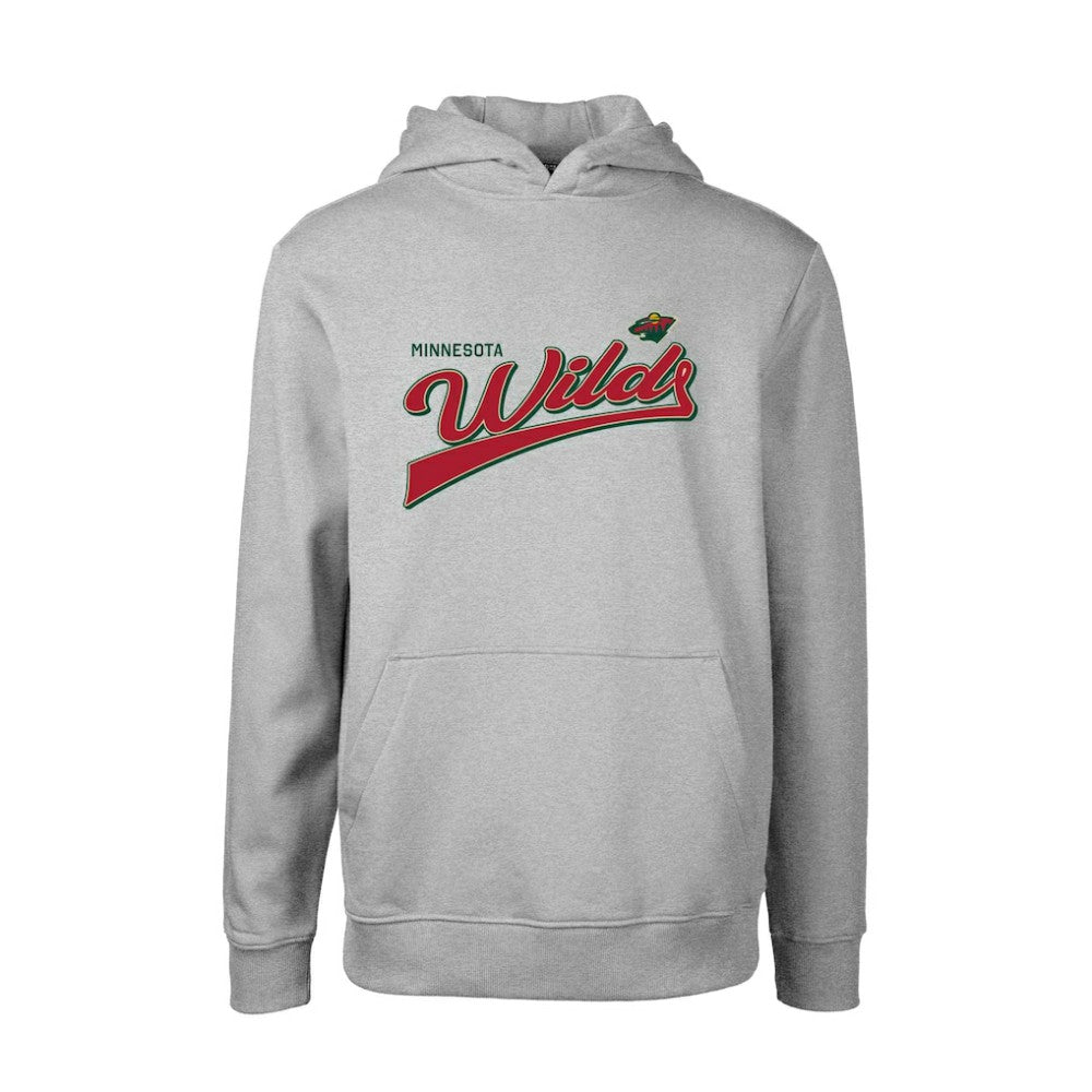 Minnesota Wild Levelwear Youth Podium Retro Script Fleece Pullover Hoodie Gray