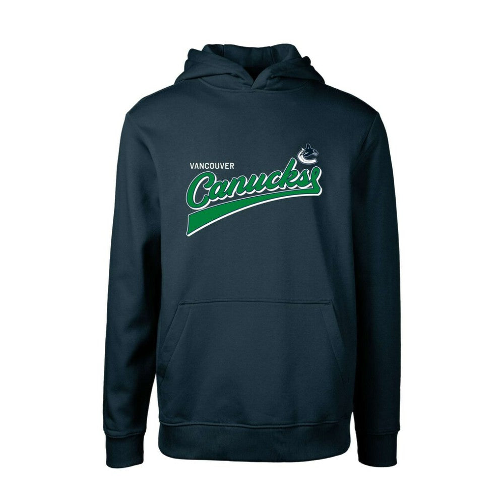 Vancouver Canucks Levelwear Youth Podium Retro Script Fleece Pullover Hoodie Navy