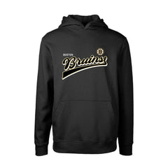 Boston Bruins Levelwear Youth Podium Retro Script Fleece Pullover Hoodie Black