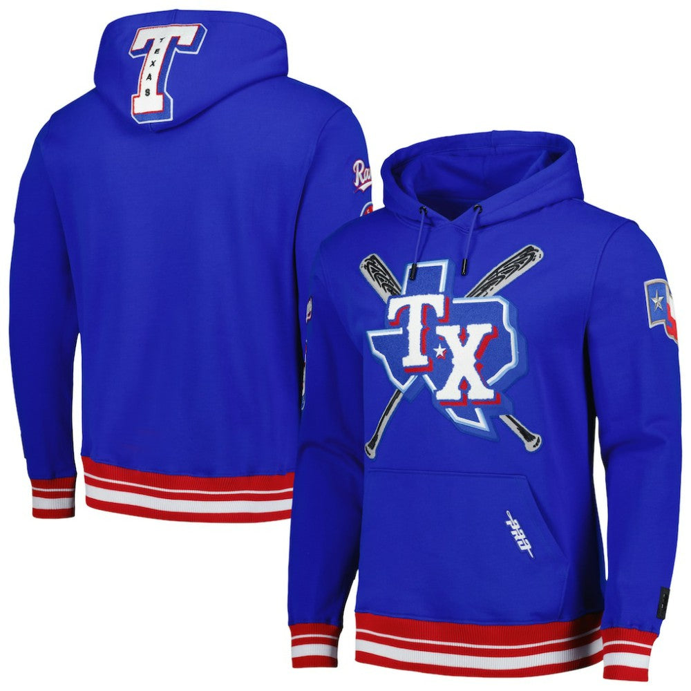Texas Rangers Pro Standard Mash Up Logo Pullover Hoodie Royal