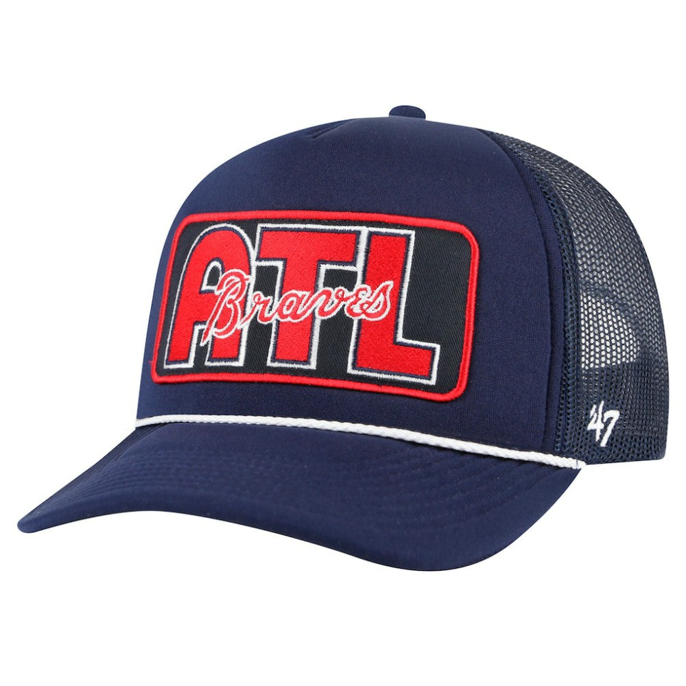 Atlanta Braves Local Patch Foam Front Trucker Adjustable Hat Navy | 47 brand
