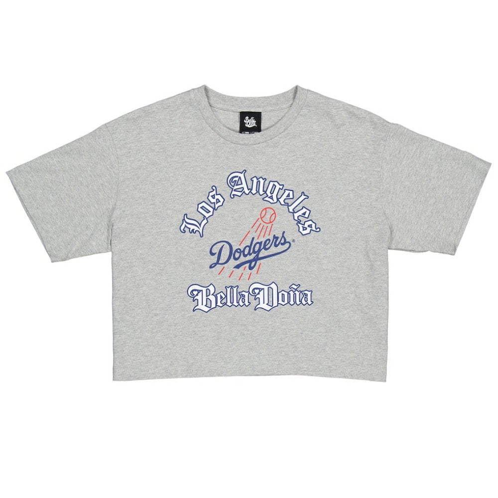 Women's Bella Dona x Los Angeles Dodgers Boxy Crop T-Shirt Gray | New Era