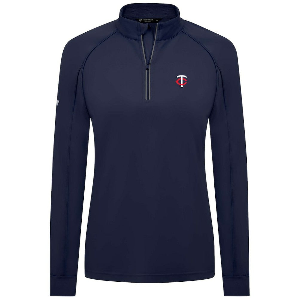 Minnesota Twins Levelwear Women's Kinetic Insignia Quarter-Zip Pullover Navy