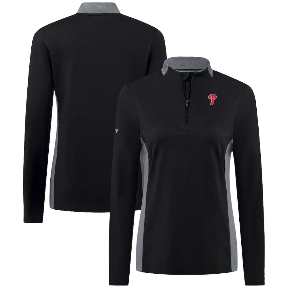 Philadelphia Phillies Levelwear Women's Moxie Insignia Quarter-Zip Pullover Black