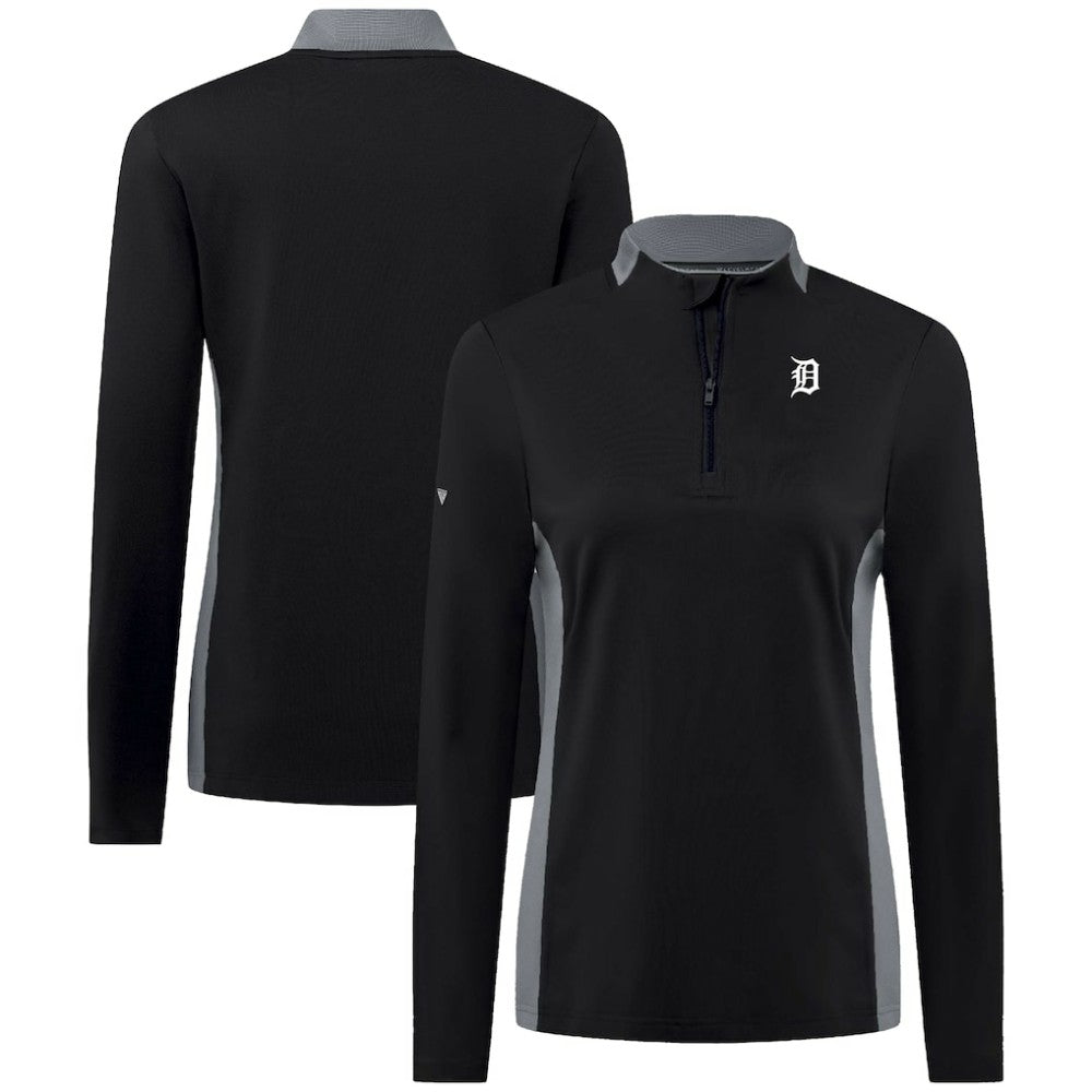 Detroit Tigers Levelwear Women's Moxie Insignia Quarter-Zip Pullover Black