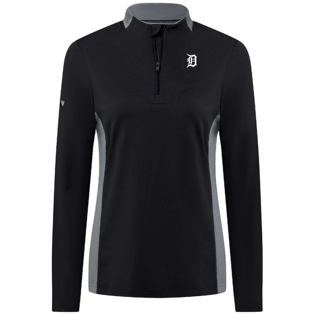 Detroit Tigers Levelwear Women's Moxie Insignia Quarter-Zip Pullover Black