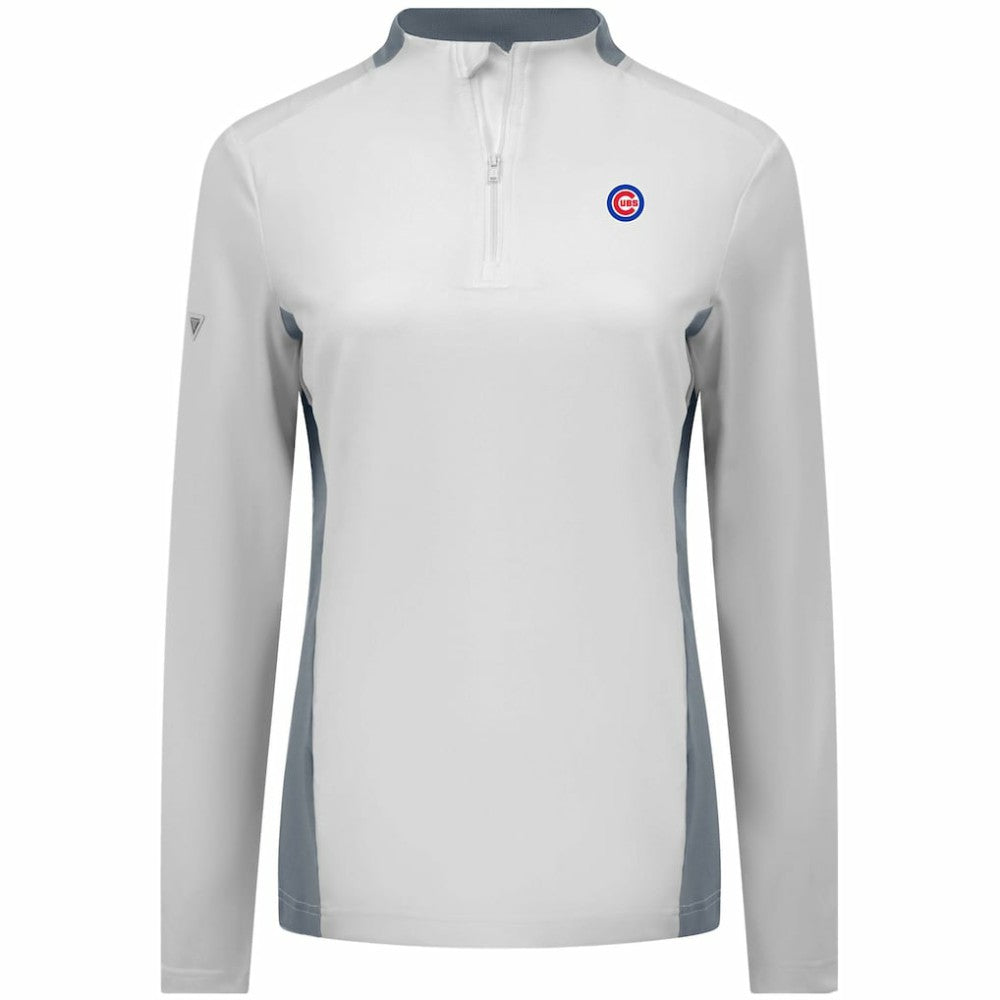 Chicago Cubs Levelwear Women's Moxie Insignia Quarter-Zip Pullover White