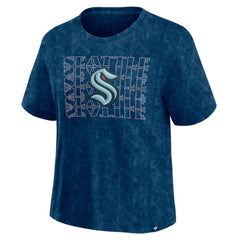 Seattle Kraken Fanatics Women's Faded Wash T-Shirt Deep Sea Blue