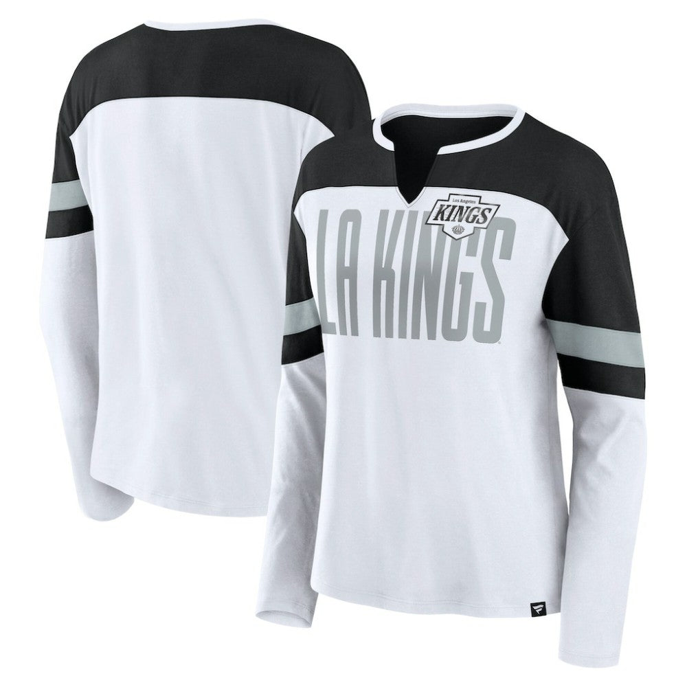 Los Angeles Kings Fanatics Women's Frozen Long Sleeve Notch Neck T-Shirt White/Black