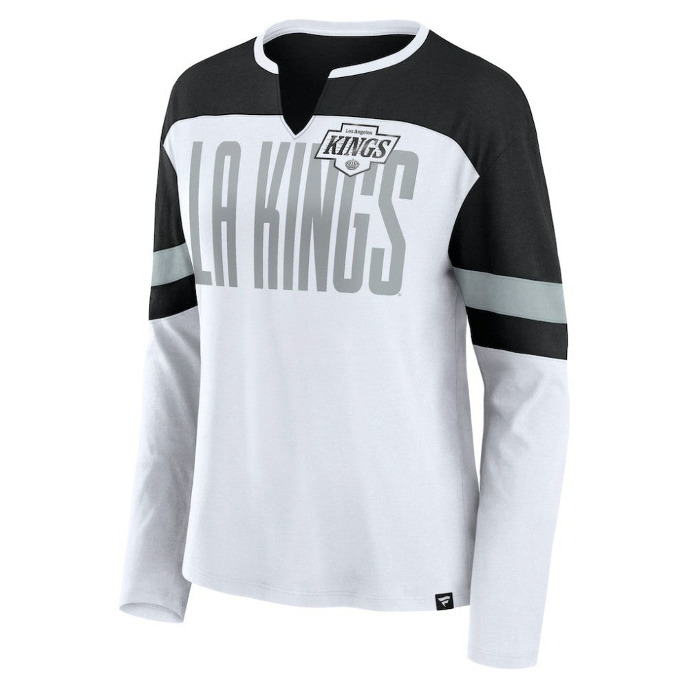 Los Angeles Kings Fanatics Women's Frozen Long Sleeve Notch Neck T-Shirt White/Black