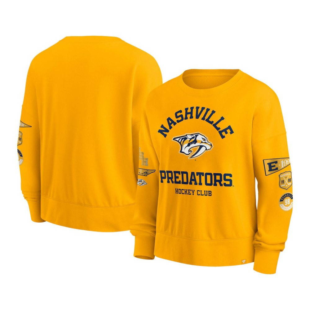 Nashville Predators Fanatics Women's Go Team Pullover Sweatshirt Gold