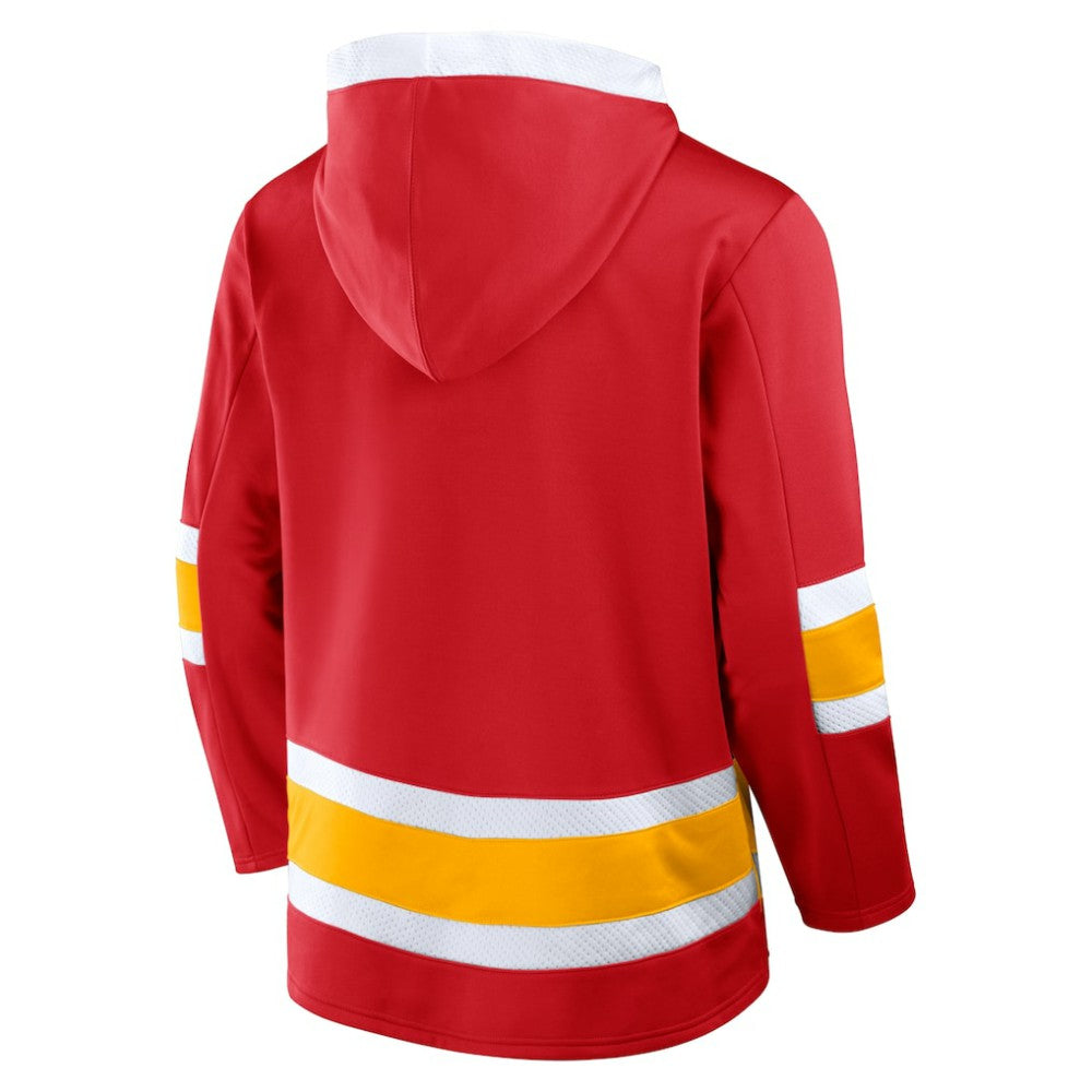 Calgary Flames Fanatics Inside Line Fleece Pullover Hoodie- Red