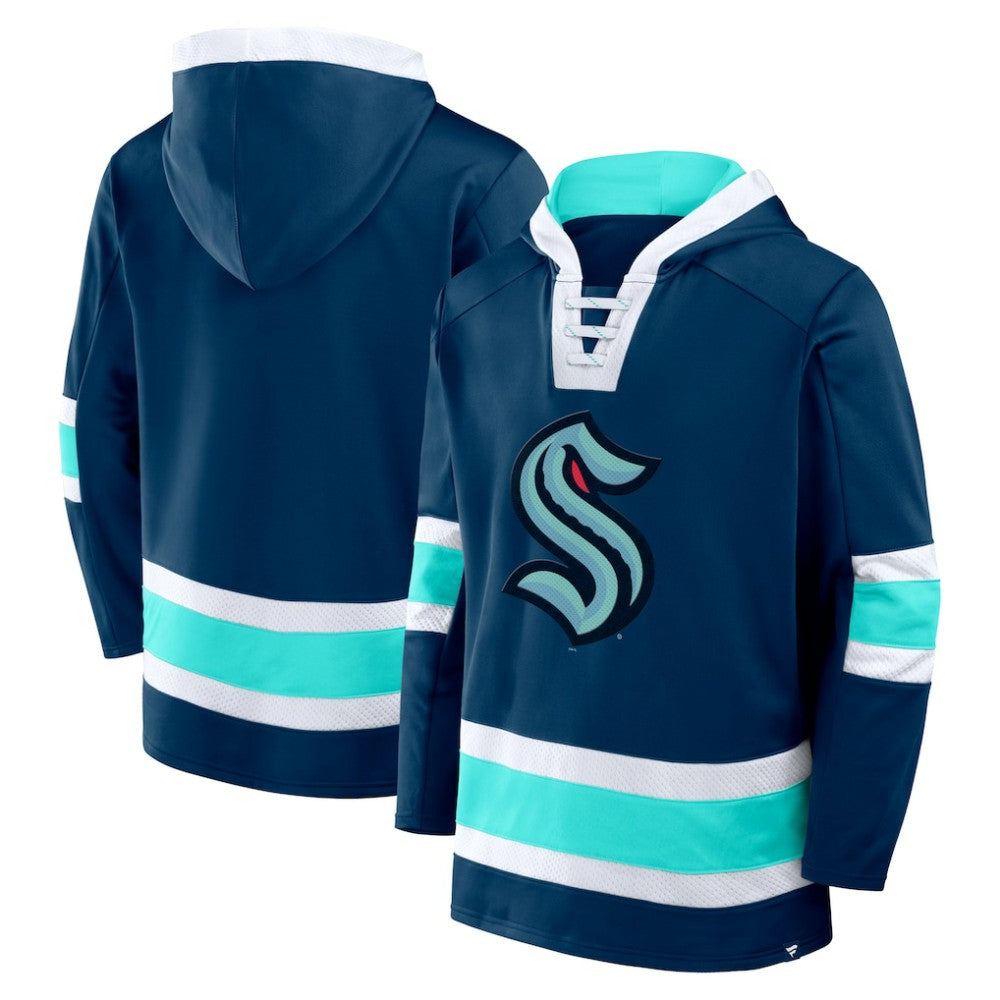Seattle Kraken Fanatics Inside Line Fleece Pullover Hoodie- Deep Sea Blue