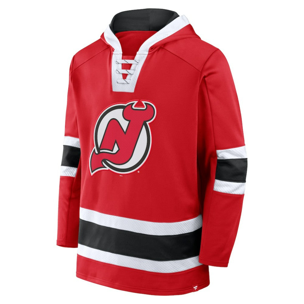 New Jersey Devils Fanatics Inside Line Fleece Pullover Hoodie- Red