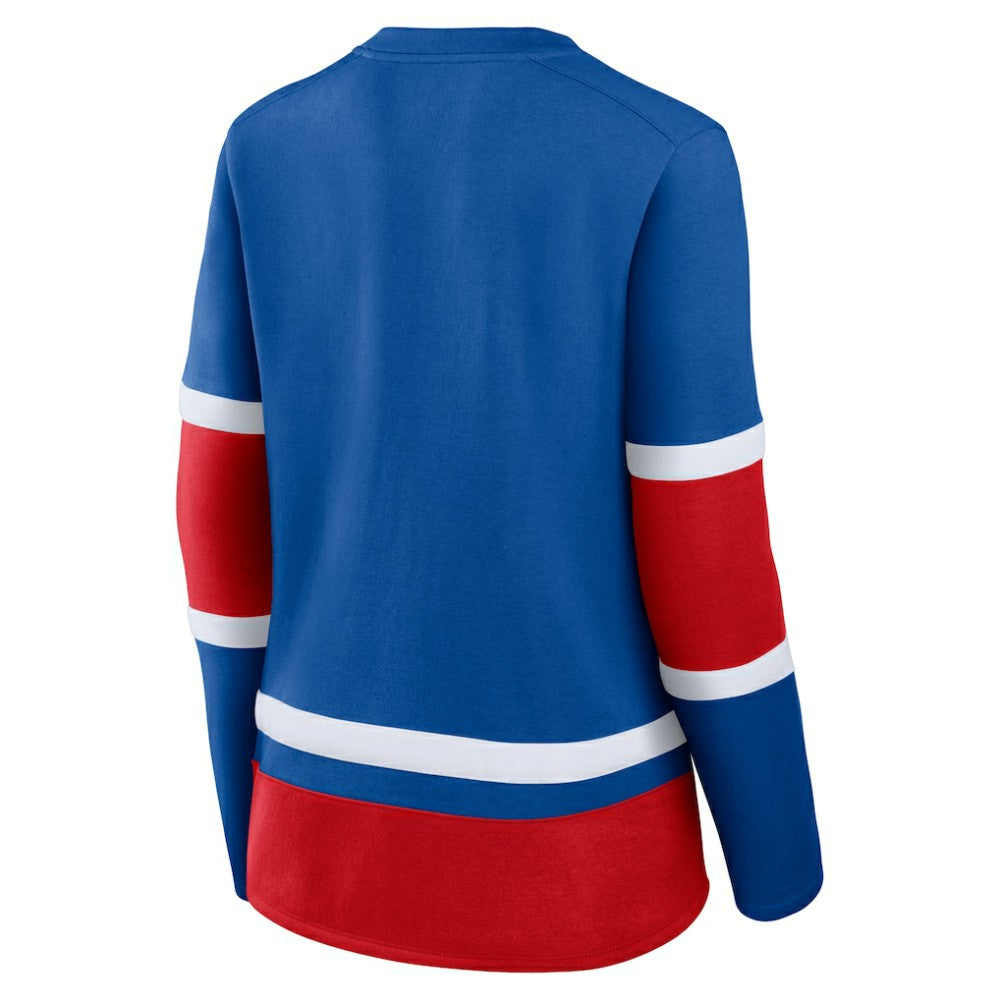 New York Rangers Fanatics Women's Prime Time Lace-Up Long Sleeve T-Shirt Blue