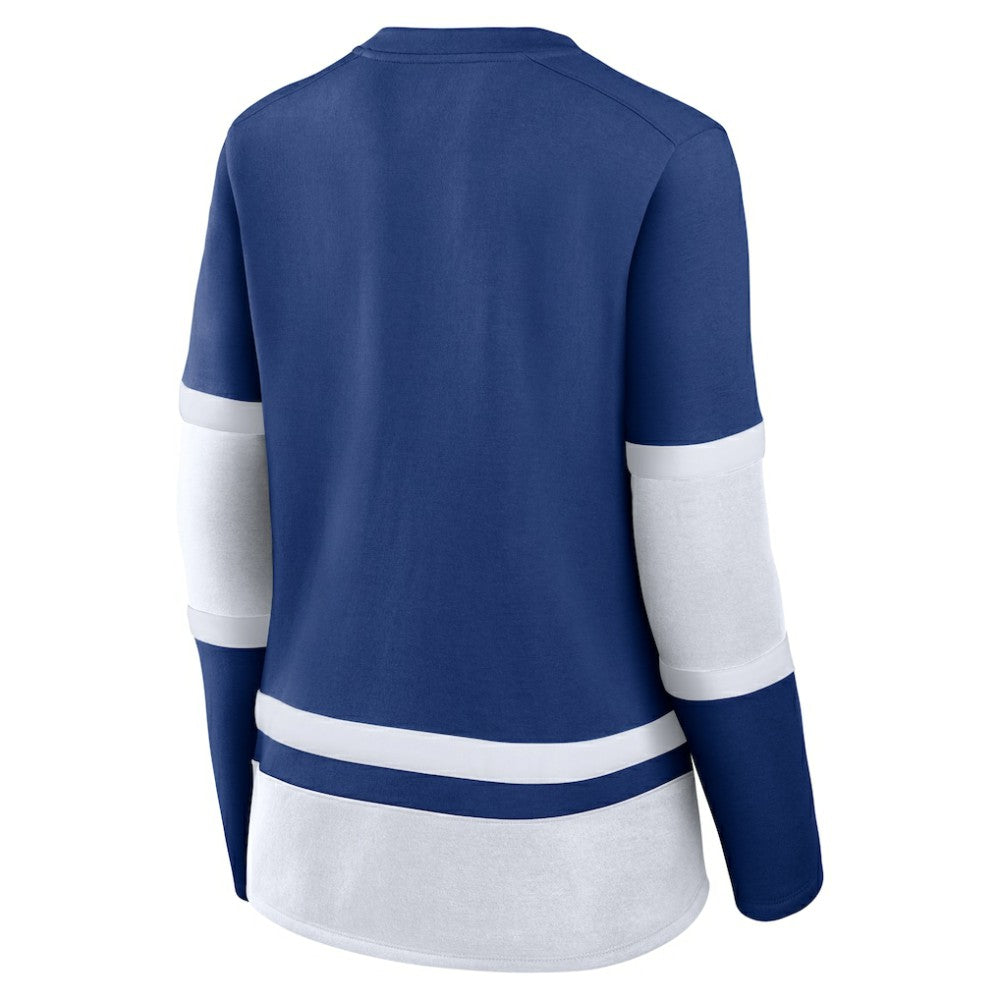 Tampa Bay Lightning Fanatics Women's Prime Time Lace-Up Long Sleeve T-Shirt Blue