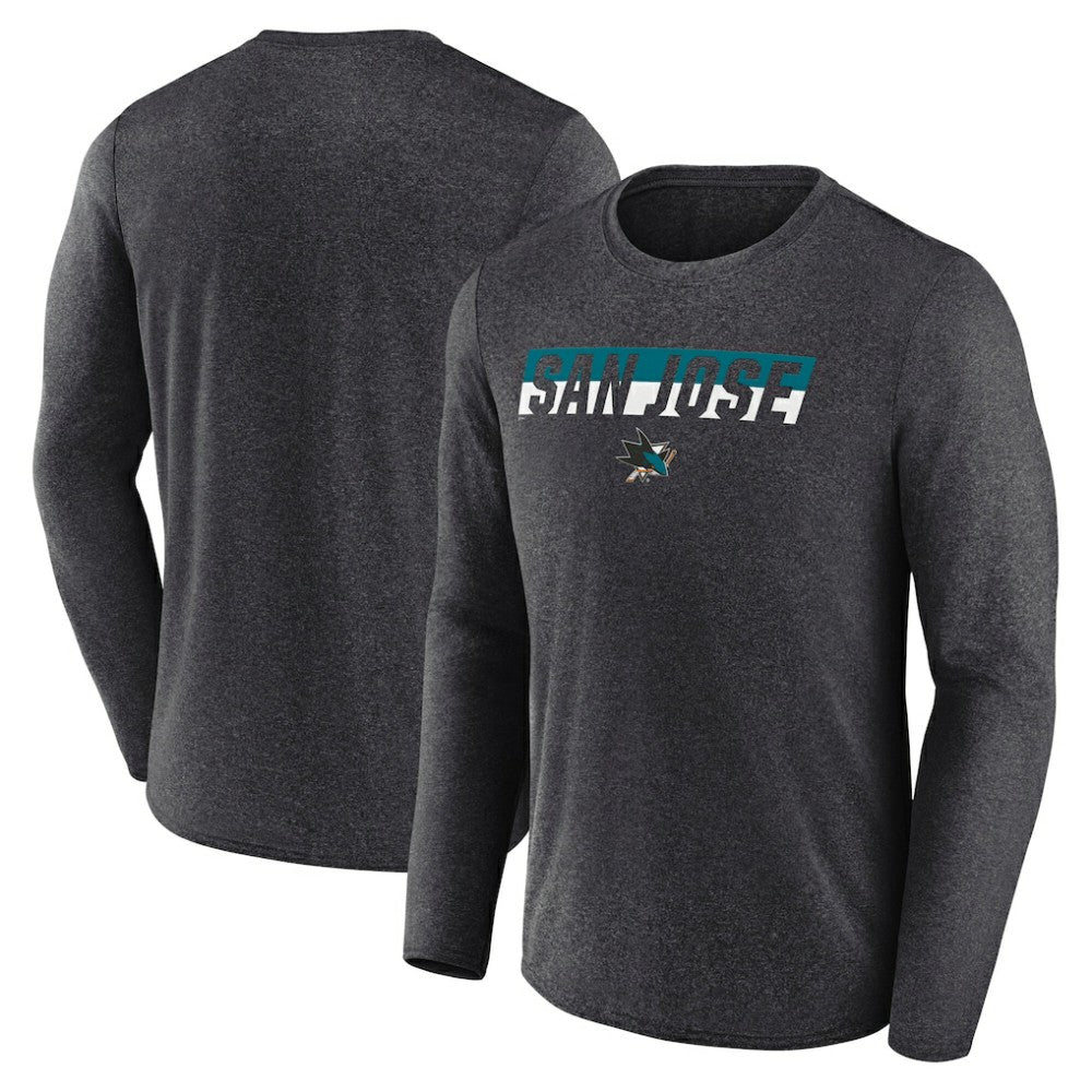 San Jose Sharks Fanatics Transition Long Sleeve T-Shirt Heather Charcoal