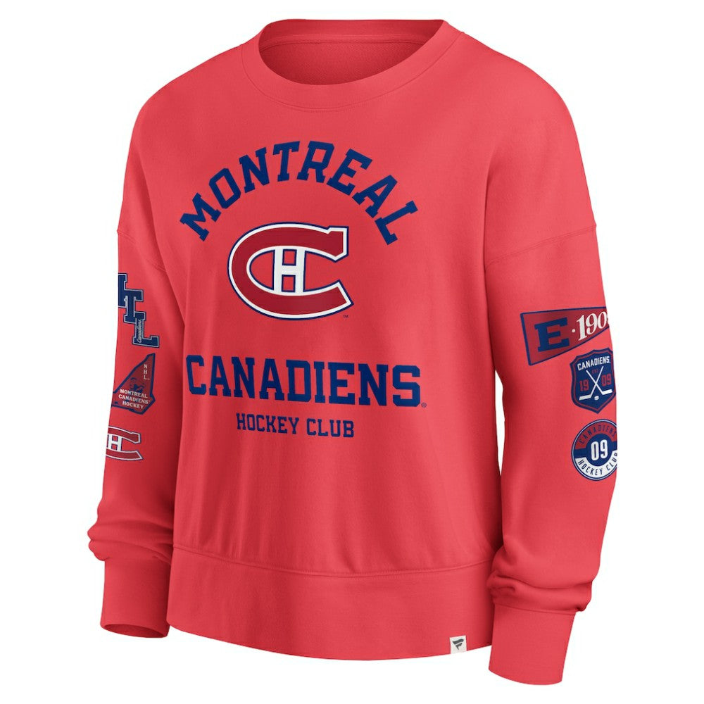 Montreal Canadiens Fanatics Women's Oversized Vintage Go Team Pullover Sweatshirt Red