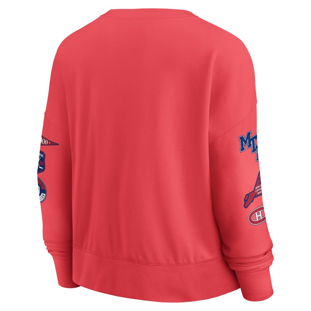 Montreal Canadiens Fanatics Women's Oversized Vintage Go Team Pullover Sweatshirt Red