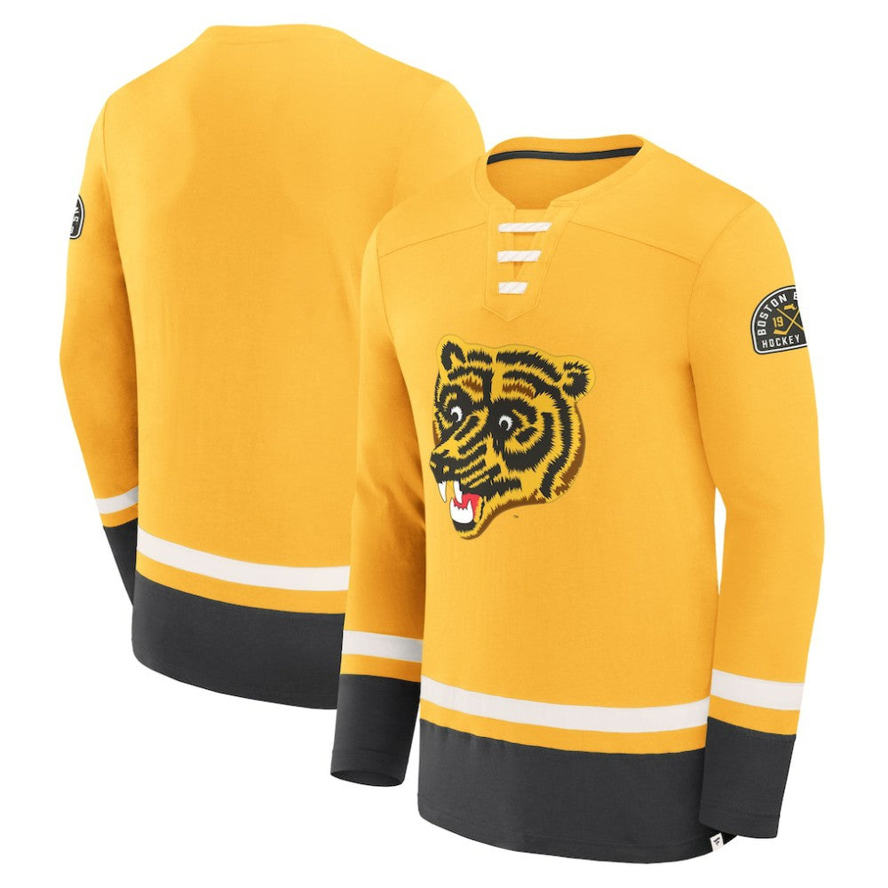 Boston Bruins Fanatics Vintage High Point Long Sleeve T-Shirt Gold