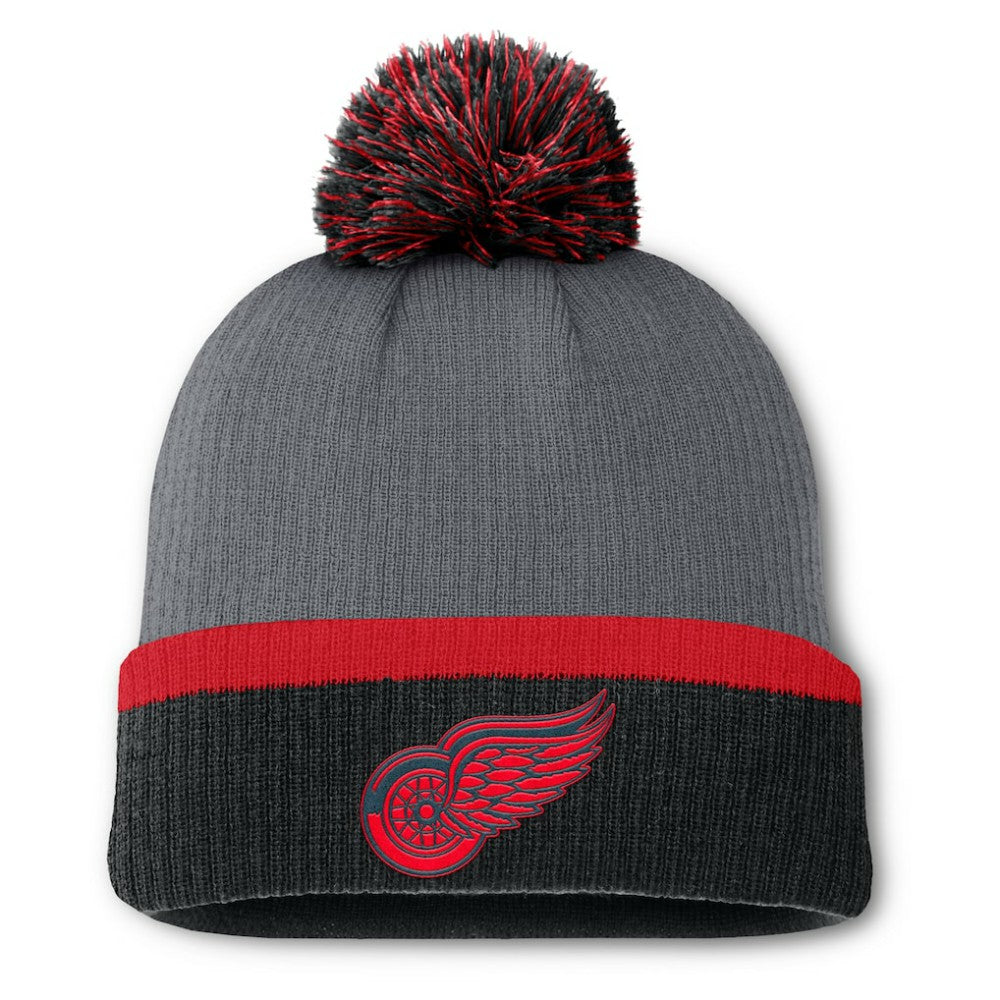 Detroit Red Wings Fanatics Women's Cuffed Knit Hat with Pom Charcoal