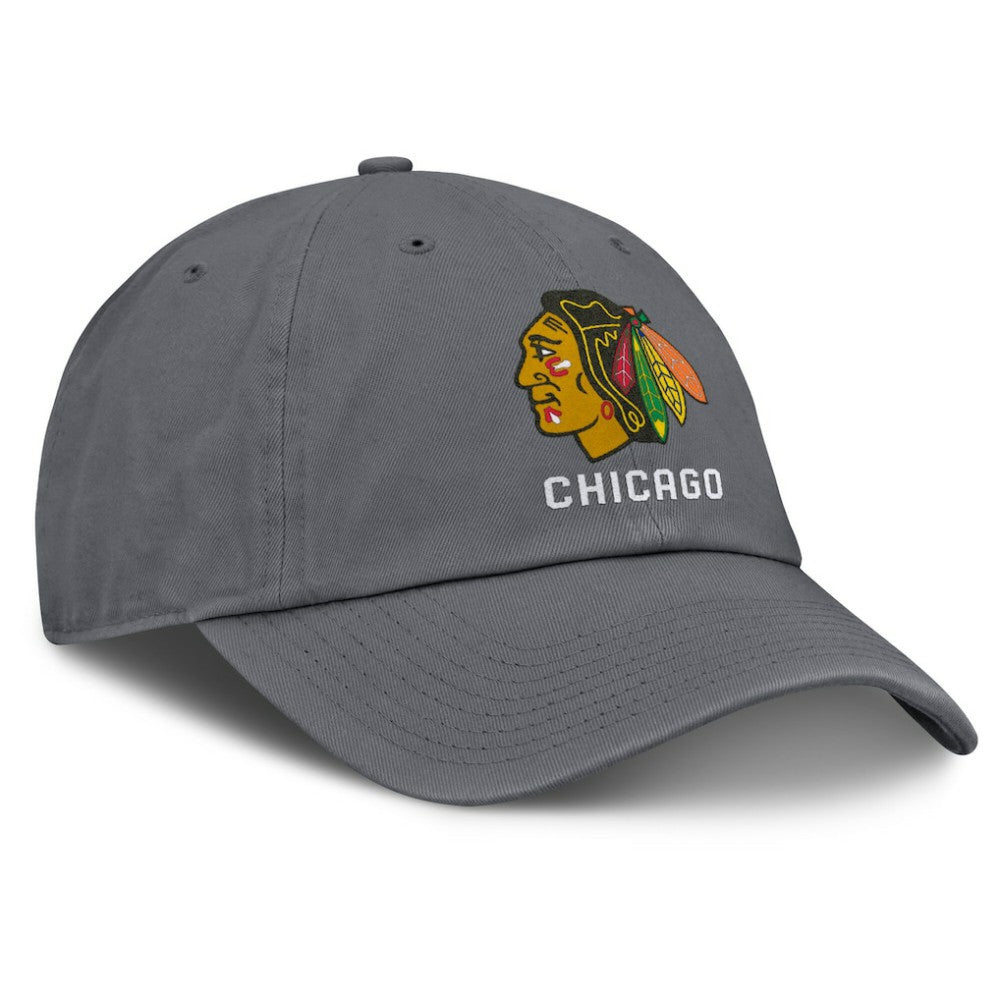 Chicago Blackhawks Fanatics Washed Adjustable Hat Charcoal