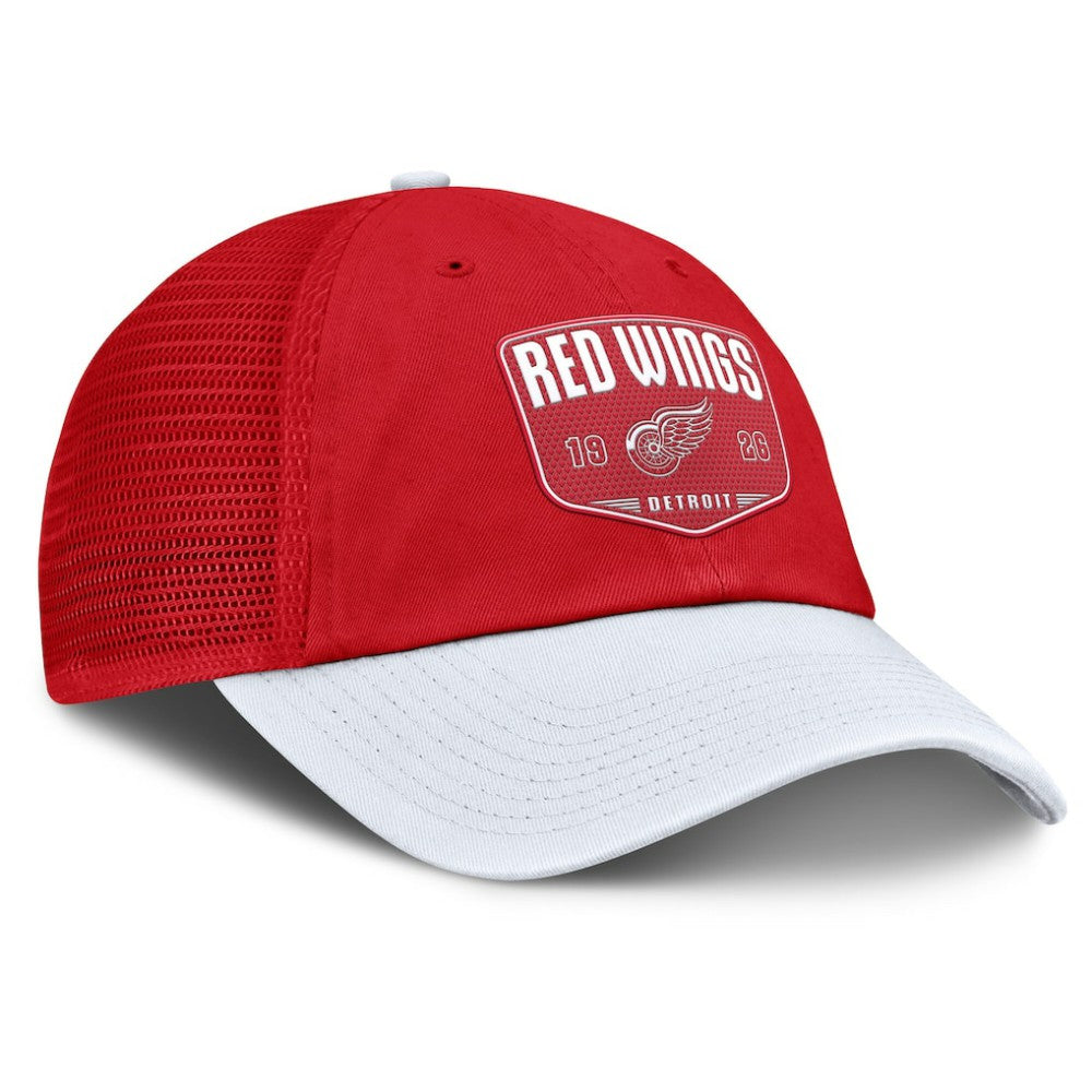 Detroit Red Wings Fanatics Fundamental One-Time Trucker Adjustable Hat Red