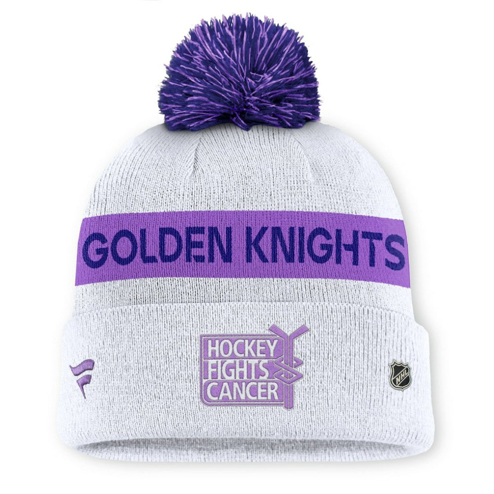 Vegas Golden Knights Fanatics Hockey Fights Cancer Cuffed Knit Hat with Pom White