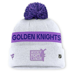 Vegas Golden Knights Fanatics Hockey Fights Cancer Cuffed Knit Hat with Pom White