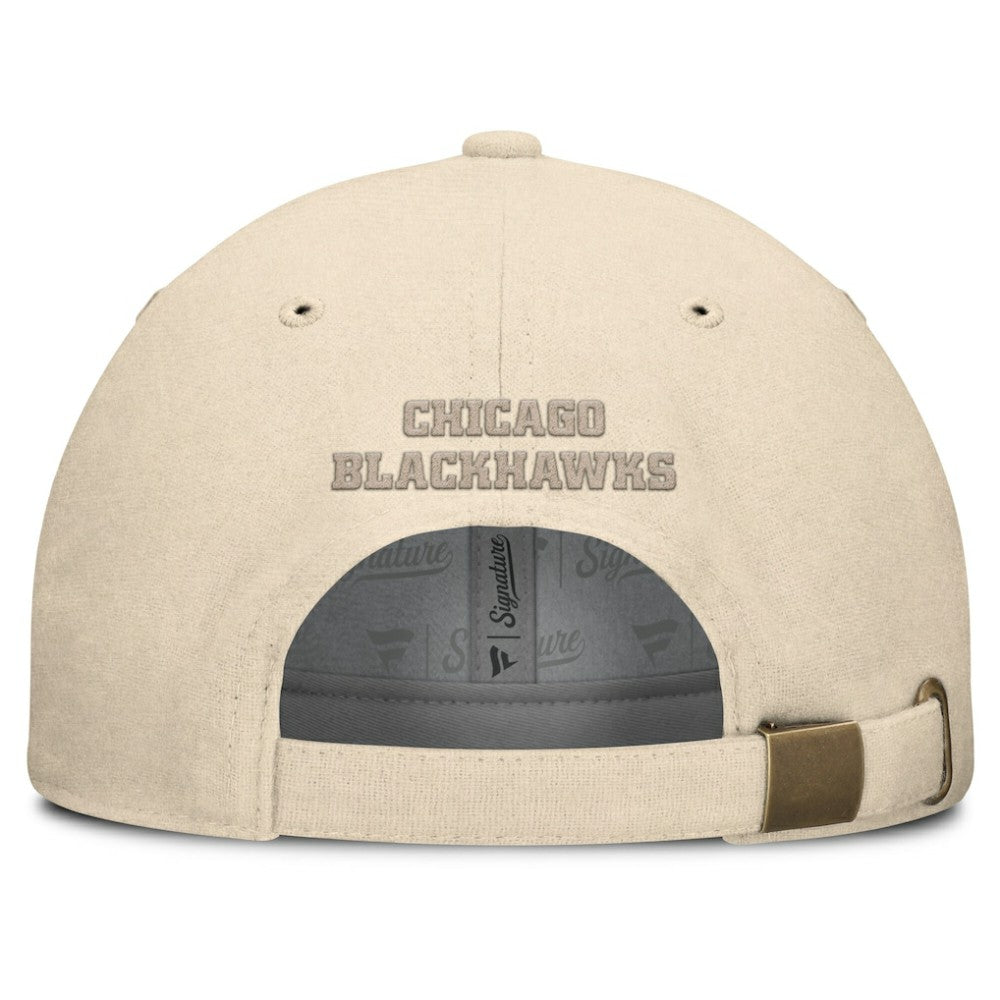 Chicago Blackhawks Fanatics Front Office Canvas Adjustable Hat Tan