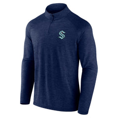 Seattle Kraken Logo Athletic Head-to-Head Raglan Quarter-Zip Top Navy