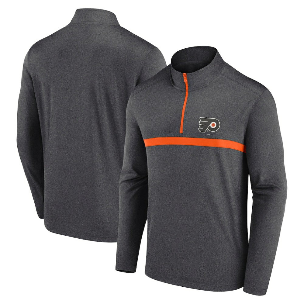 Philadelphia Flyers Logo Athletic Head-to-Head Raglan Quarter-Zip Top Heather Charcoal