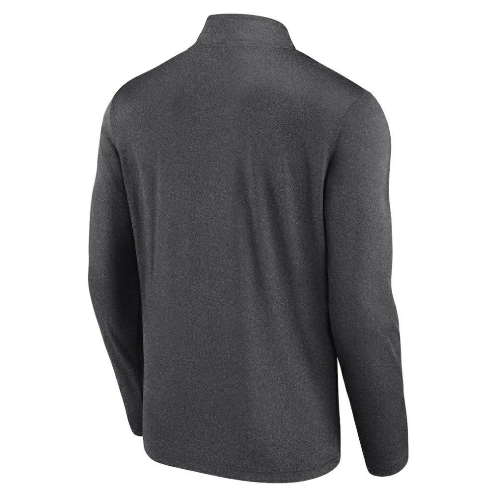 Chicago Blackhawks Logo Athletic Head-to-Head Raglan Quarter-Zip Top Heather Charcoal
