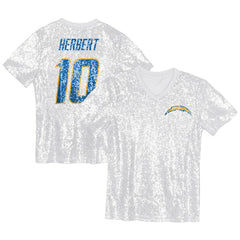 Justin Herbert Los Angeles Chargers Girls Youth Sequin V-Neck Fashion Jersey - Powder Blue on sale