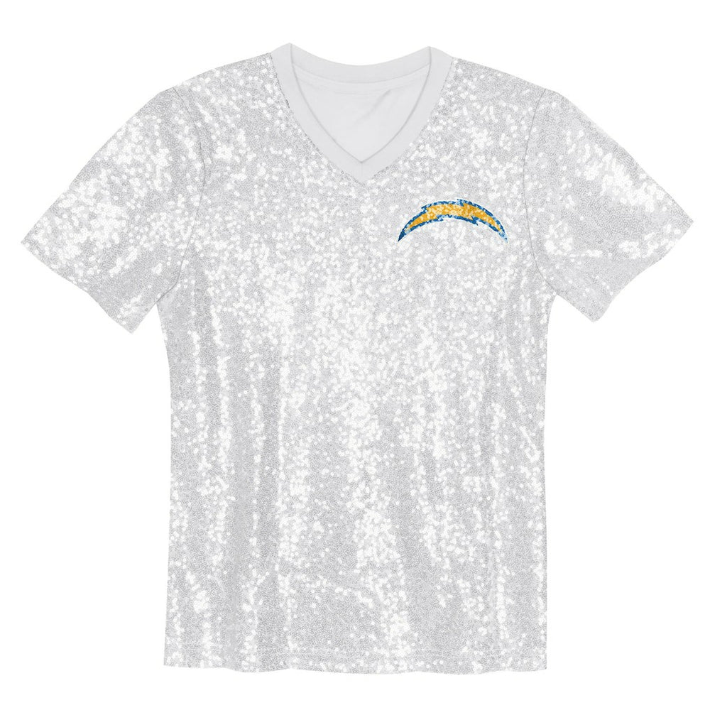 Justin Herbert Los Angeles Chargers Girls Youth Sequin V-Neck Fashion Jersey - Powder Blue on sale