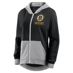 Boston Bruins Logo Athletic Women's Hit It French Terry Full-Zip Hoodie Black