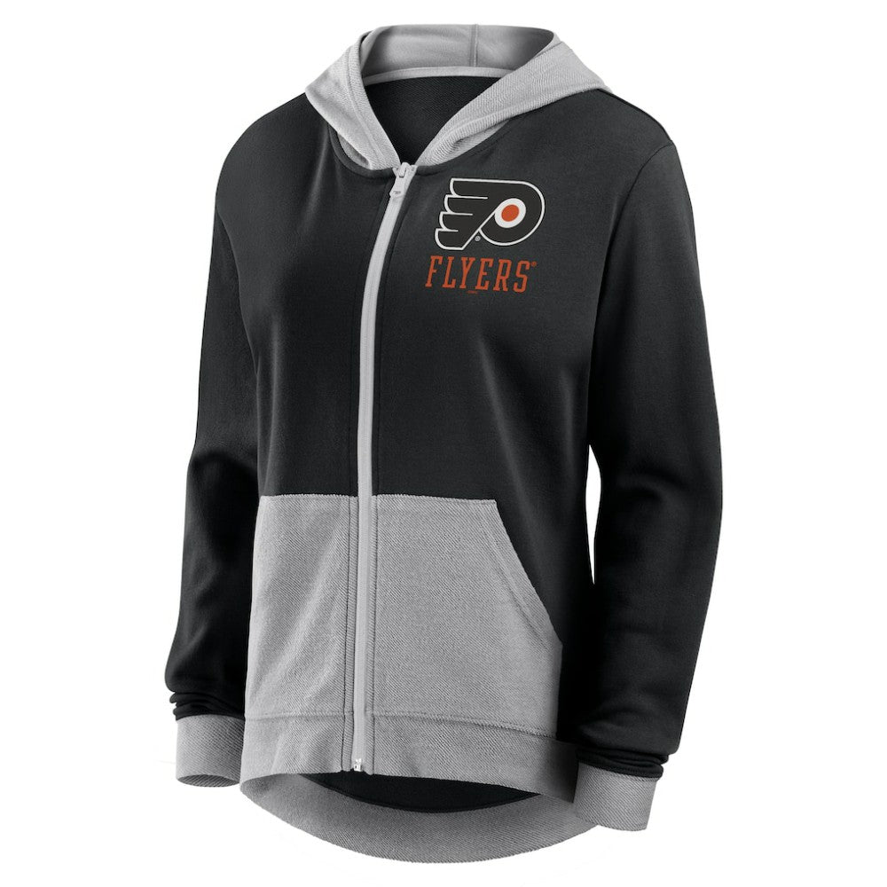 Philadelphia Flyers Logo Athletic Women's Hit It French Terry Full-Zip Hoodie Black
