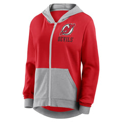 New Jersey Devils Logo Athletic Women's Hit It French Terry Full-Zip Hoodie Red