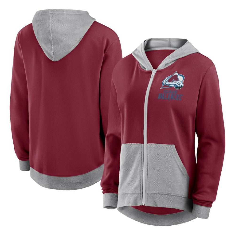 Colorado Avalanche Logo Athletic Women's Hit It French Terry Full-Zip Hoodie Burgundy