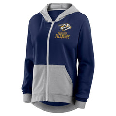 Nashville Predators Logo Athletic Women's Hit It French Terry Full-Zip Hoodie Navy