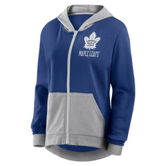 Toronto Maple Leafs Logo Athletic Women's Hit It French Terry Full-Zip Hoodie Blue