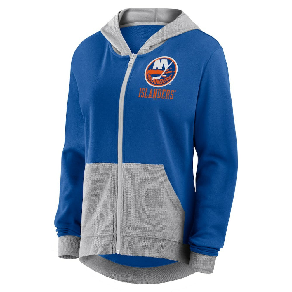 New York Islanders Logo Athletic Women's Hit It French Terry Full-Zip Hoodie Royal