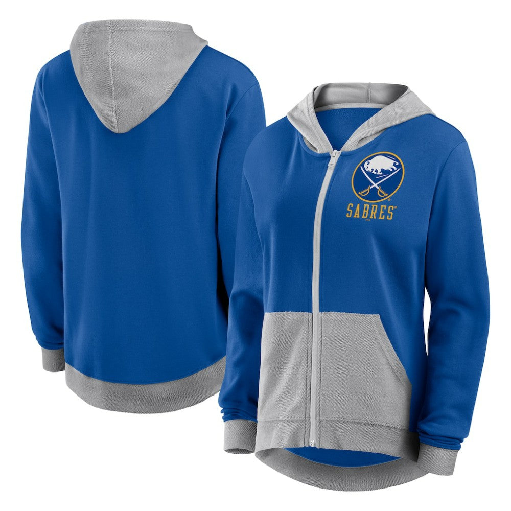 Buffalo Sabres Logo Athletic Women's Hit It French Terry Full-Zip Hoodie Royal