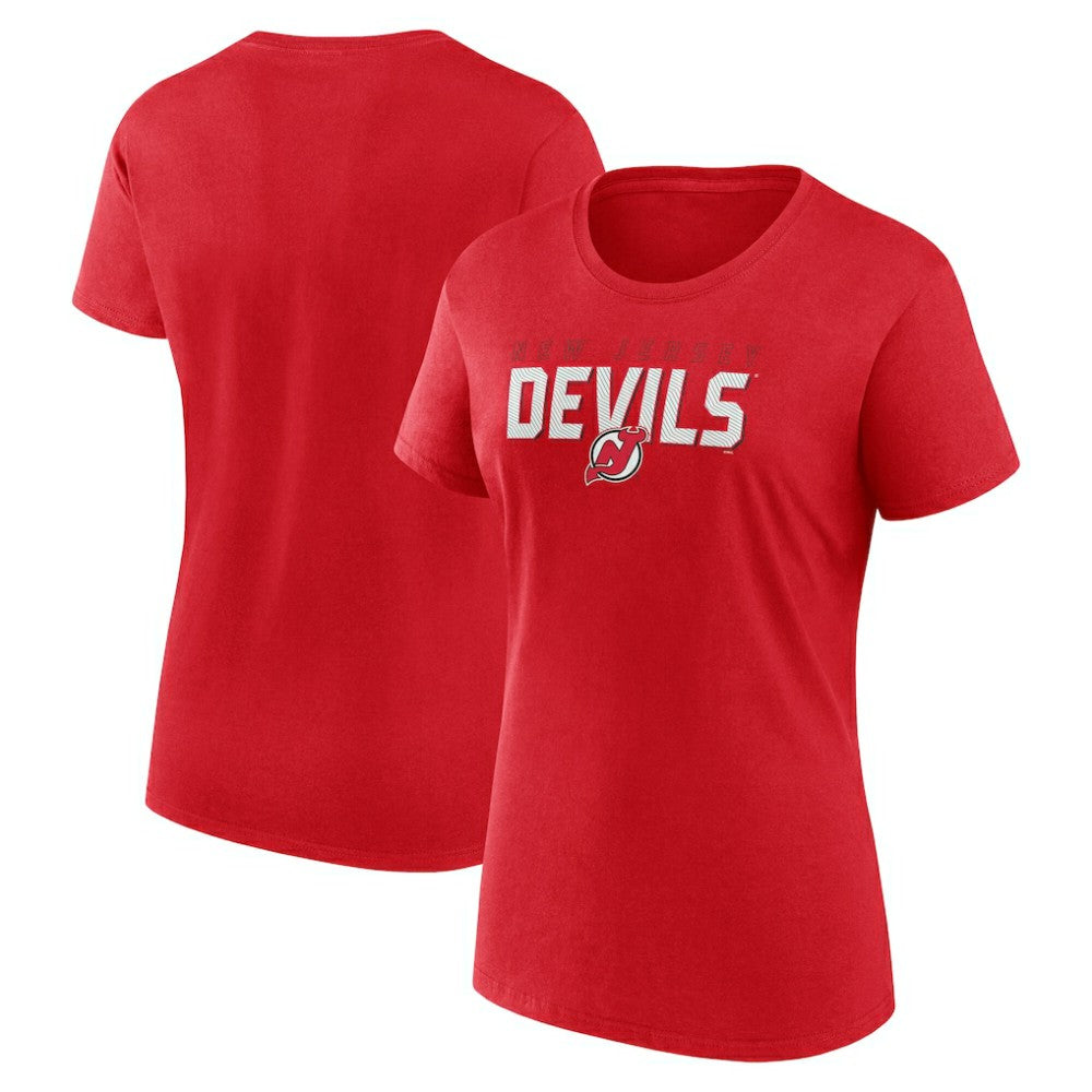 New Jersey Devils Logo Athletic Women's Launch Scoop Neck T-Shirt Red