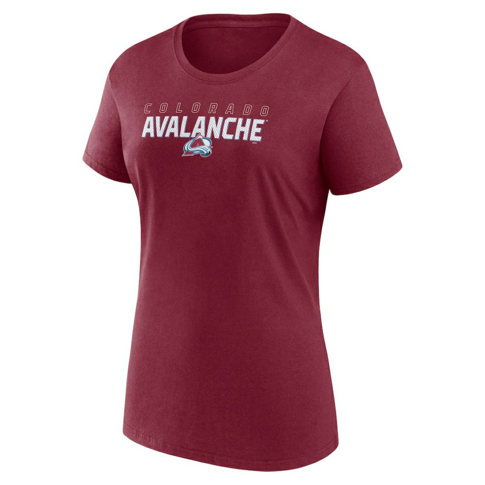 Colorado Avalanche Logo Athletic Women's Launch Scoop Neck T-Shirt Burgundy