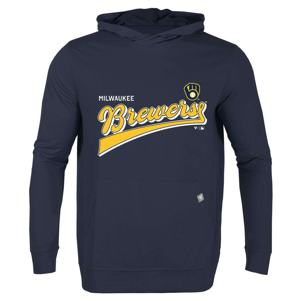 Milwaukee Brewers Levelwear  Relay 2.0 Retro Pullover Hoodie Navy