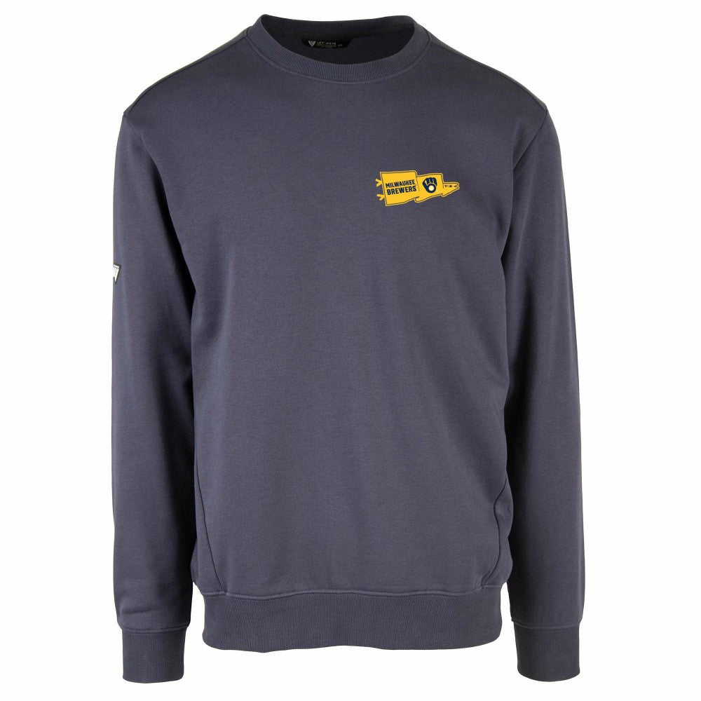 Milwaukee Brewers Levelwear  Zane Rafters Pullover Sweatshirt Navy