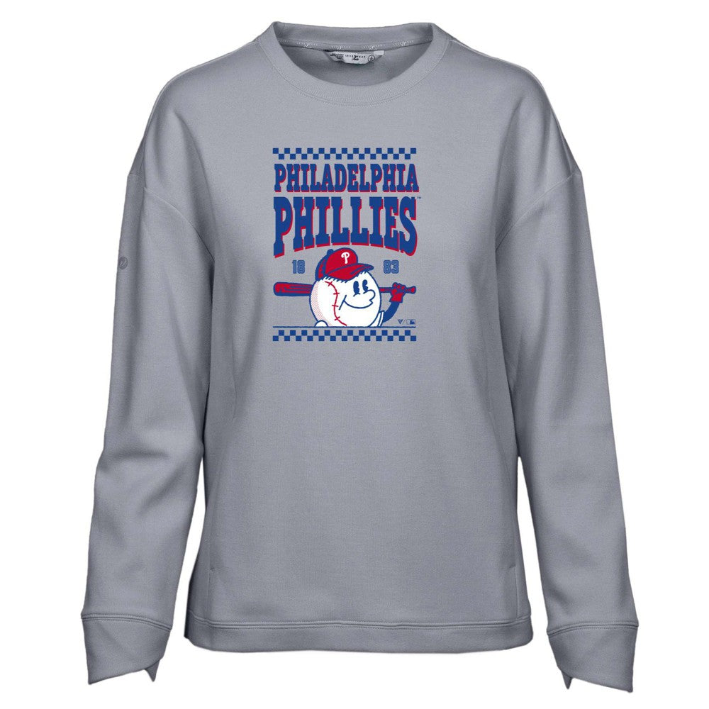 Philadelphia Phillies Levelwear Women's  Fiona Inaugural Pullover Sweatshirt Gray