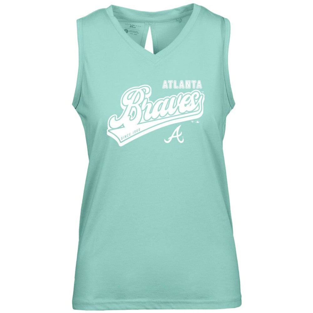 Atlanta Braves Levelwear Women's  Paisley Sweep V-Neck Tank Top Mint