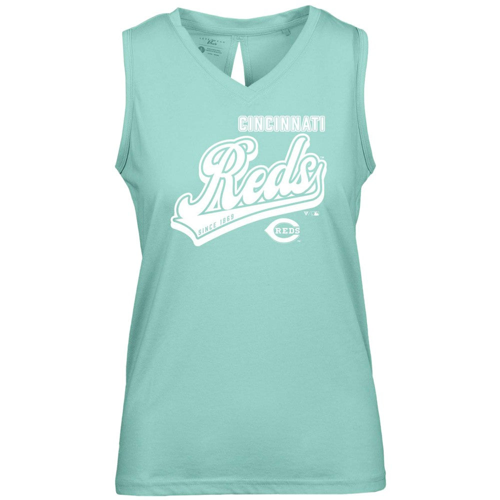 Cincinnati Reds Levelwear Women's  Paisley Sweep V-Neck Tank Top Mint